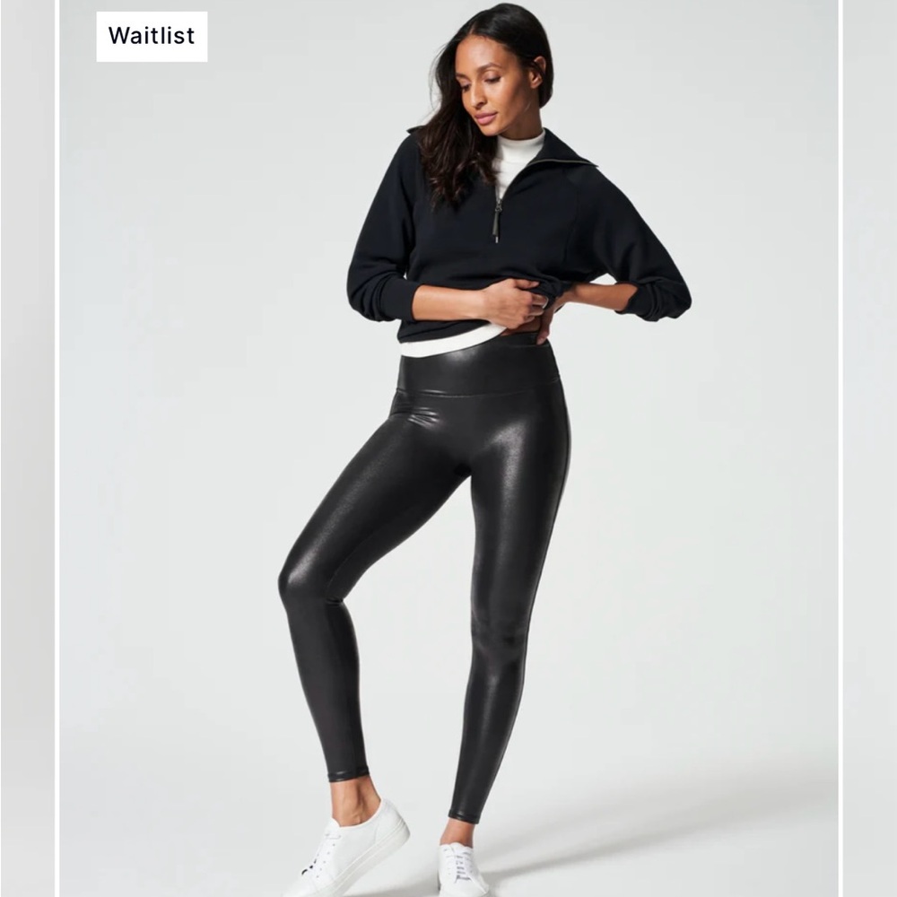 Spanx black faux leather women’s leggings XS